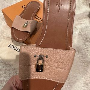 Louis Vuitton, Shoes, Louis Vuitton Lock It Flat Mules Worn But Still In  Good Condition